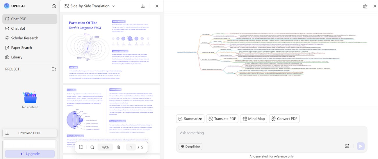 chat pdf to mindmap updf ai 