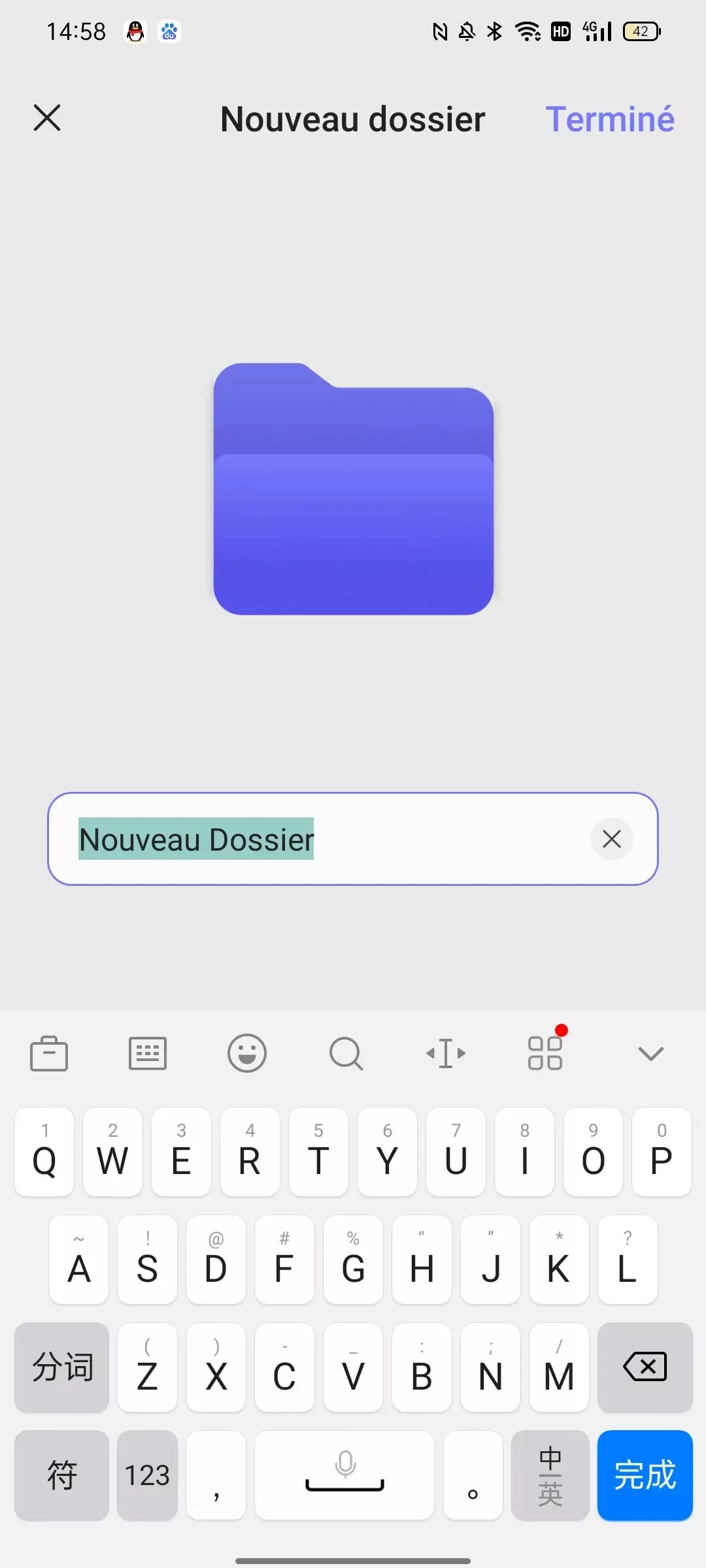 créer un nouveau dossier updf android