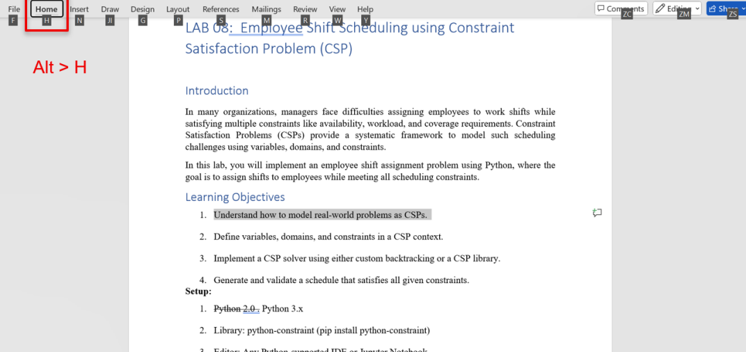 Strikethrough text in Word using keyboard shortcuts