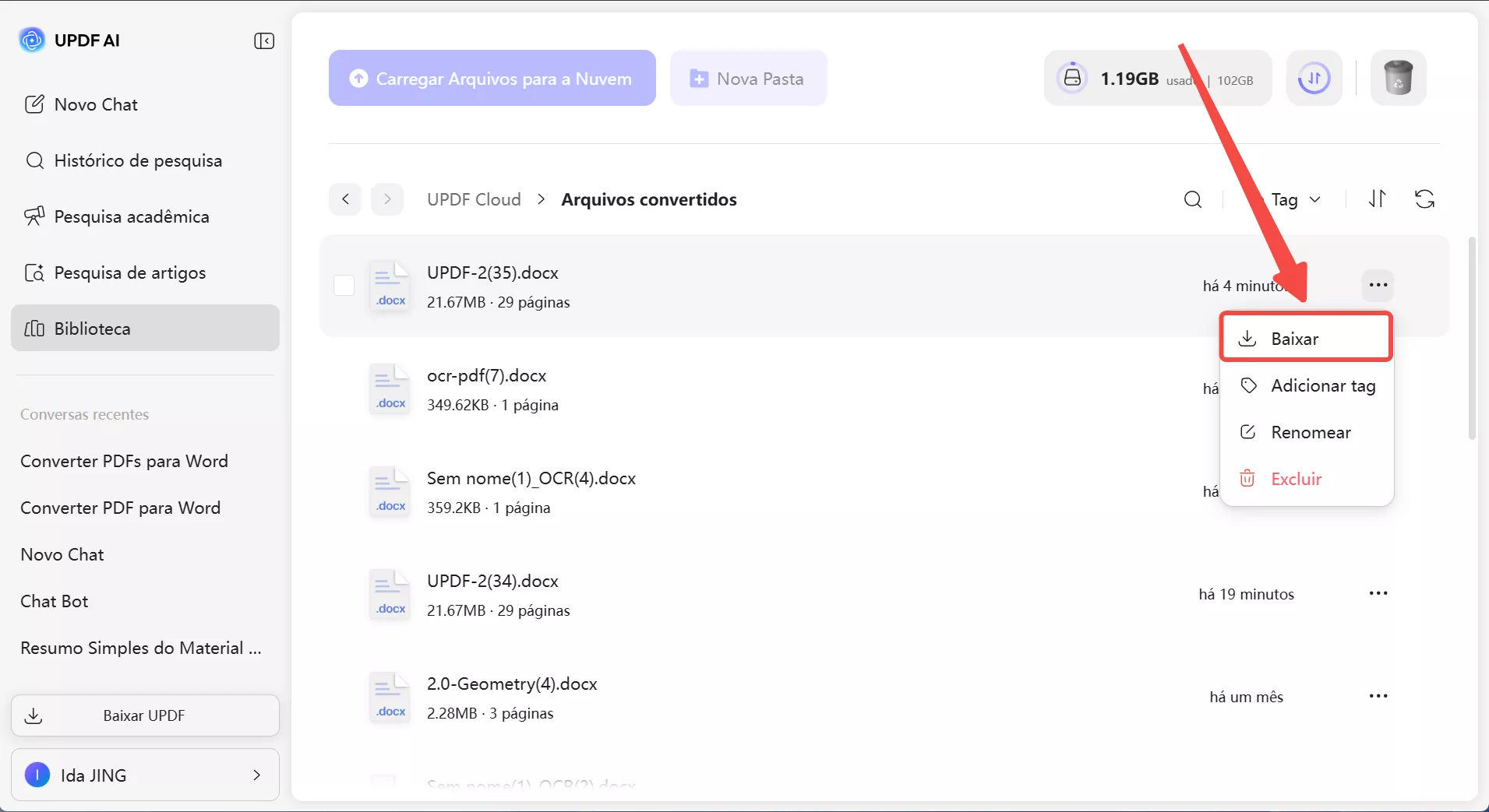 baixar pdf na biblioteca