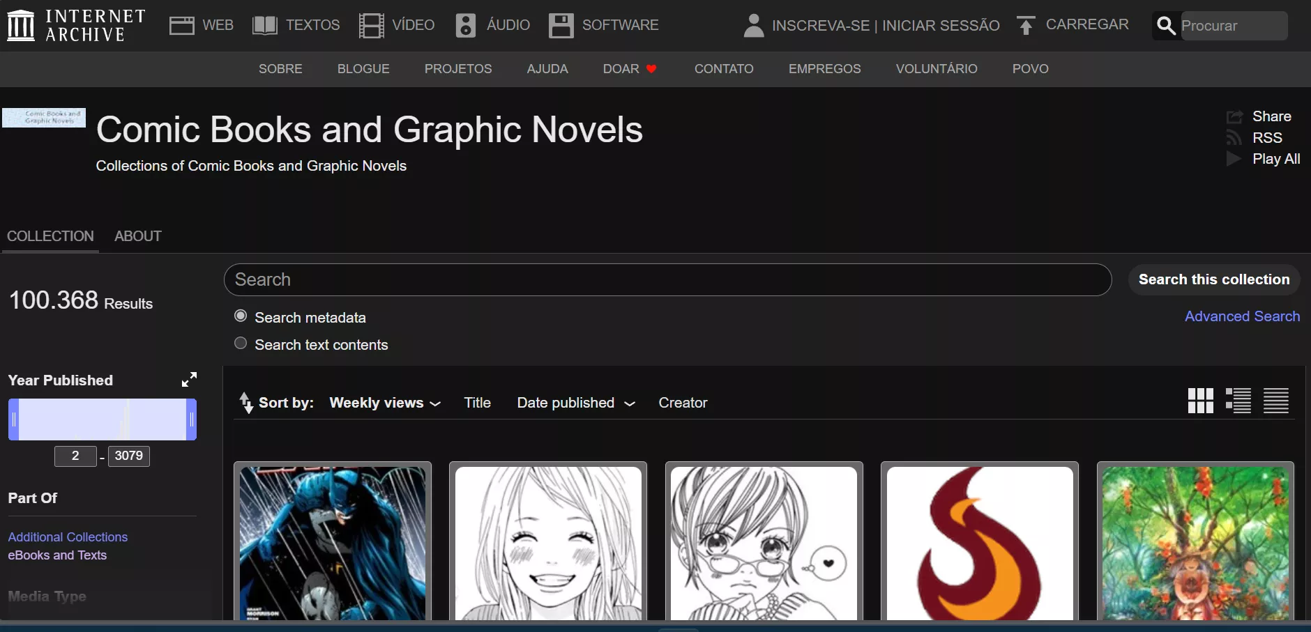 baixar quadrinhos em pdf em internet archive