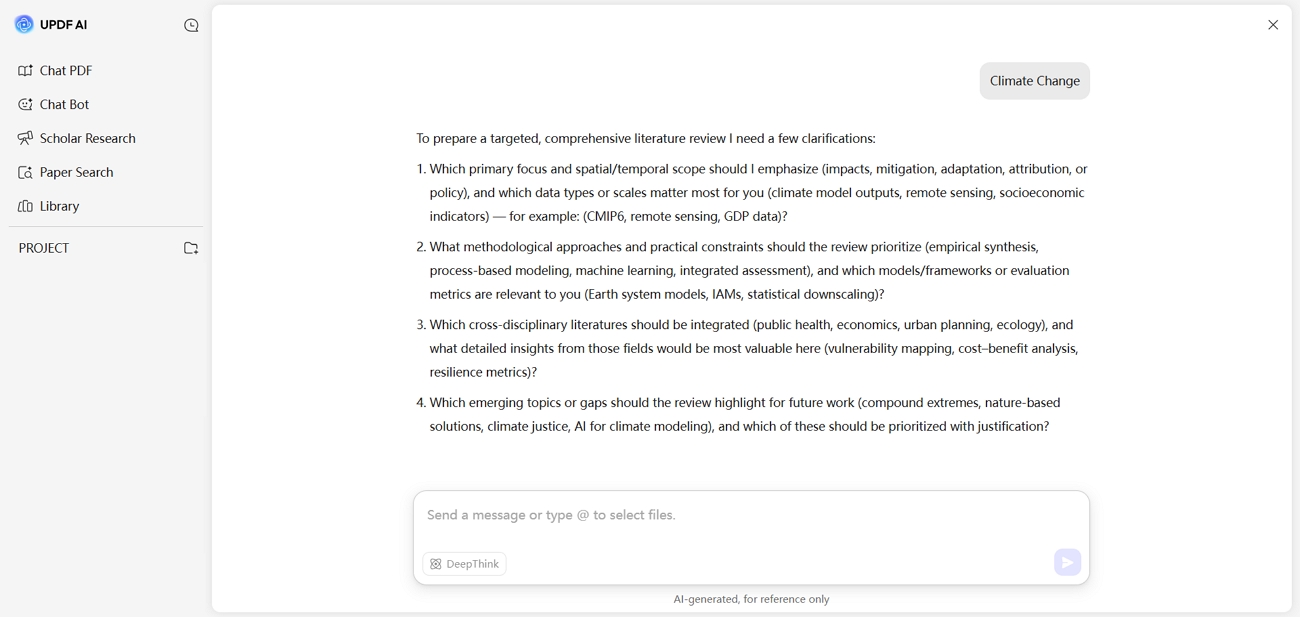 use scholar research updf ai feature