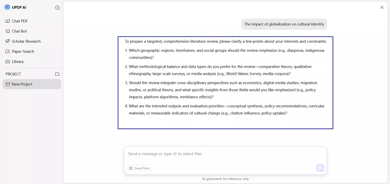 answer generated question deeper research
