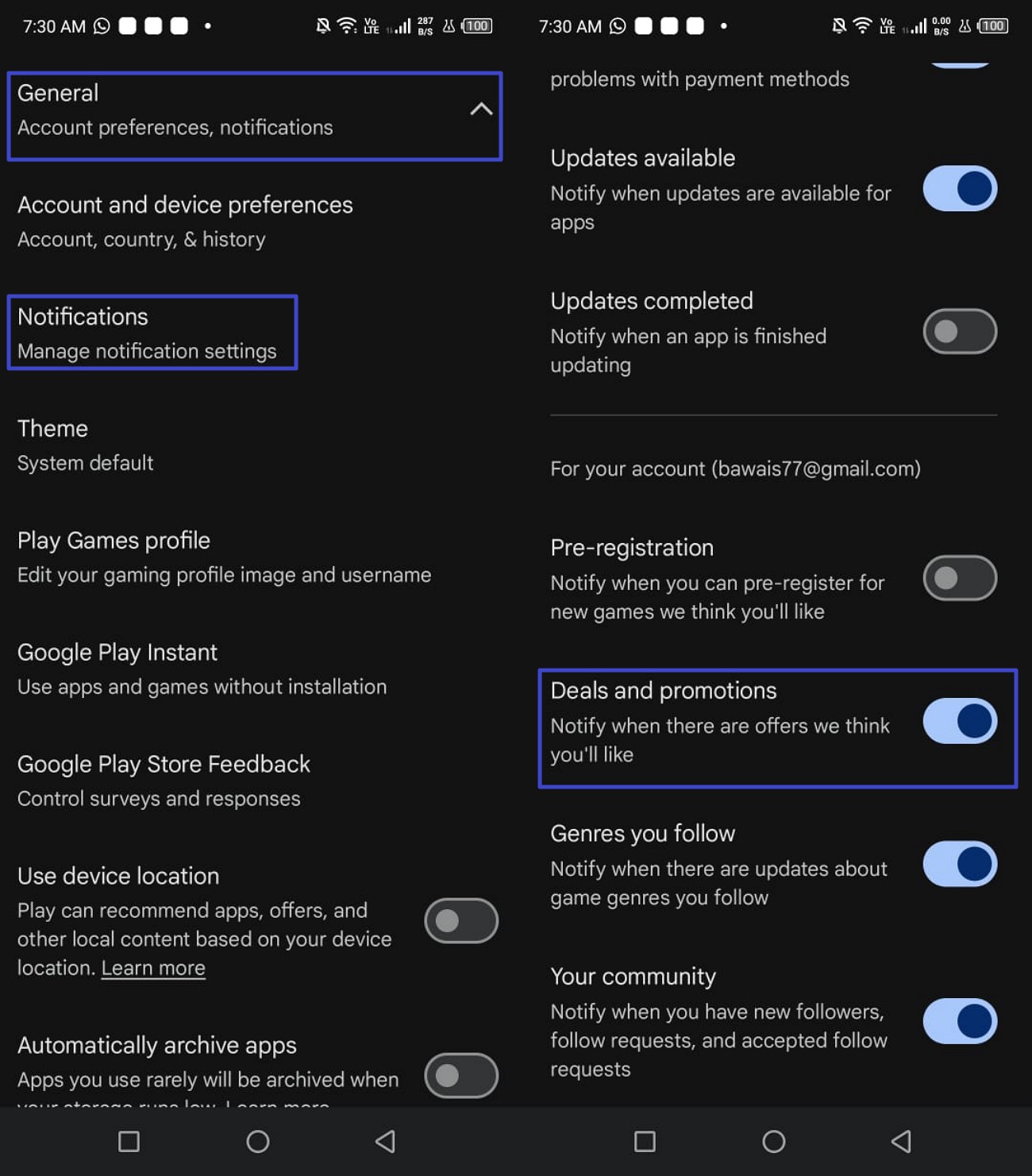 enable notifications for deals promotions
