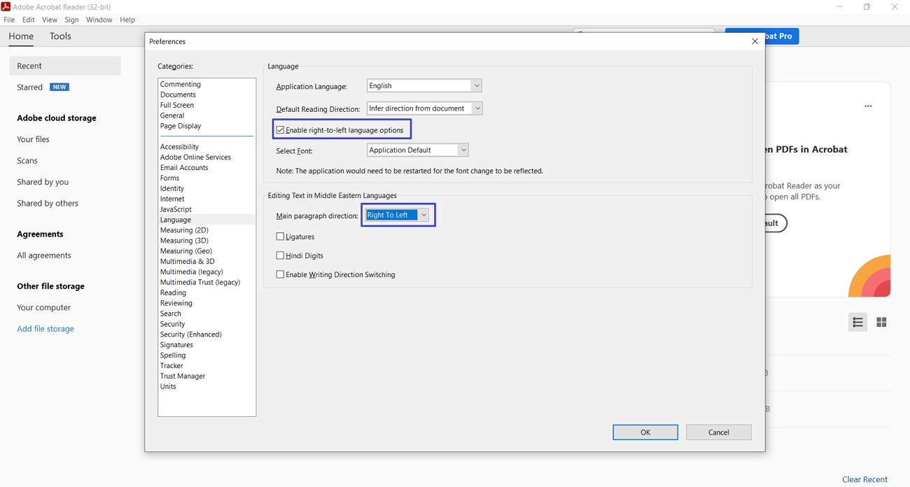 enable right to left language support