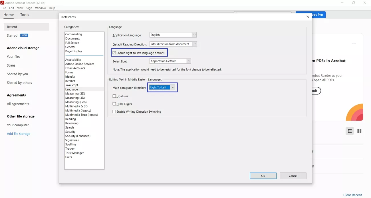 enable right to left language support