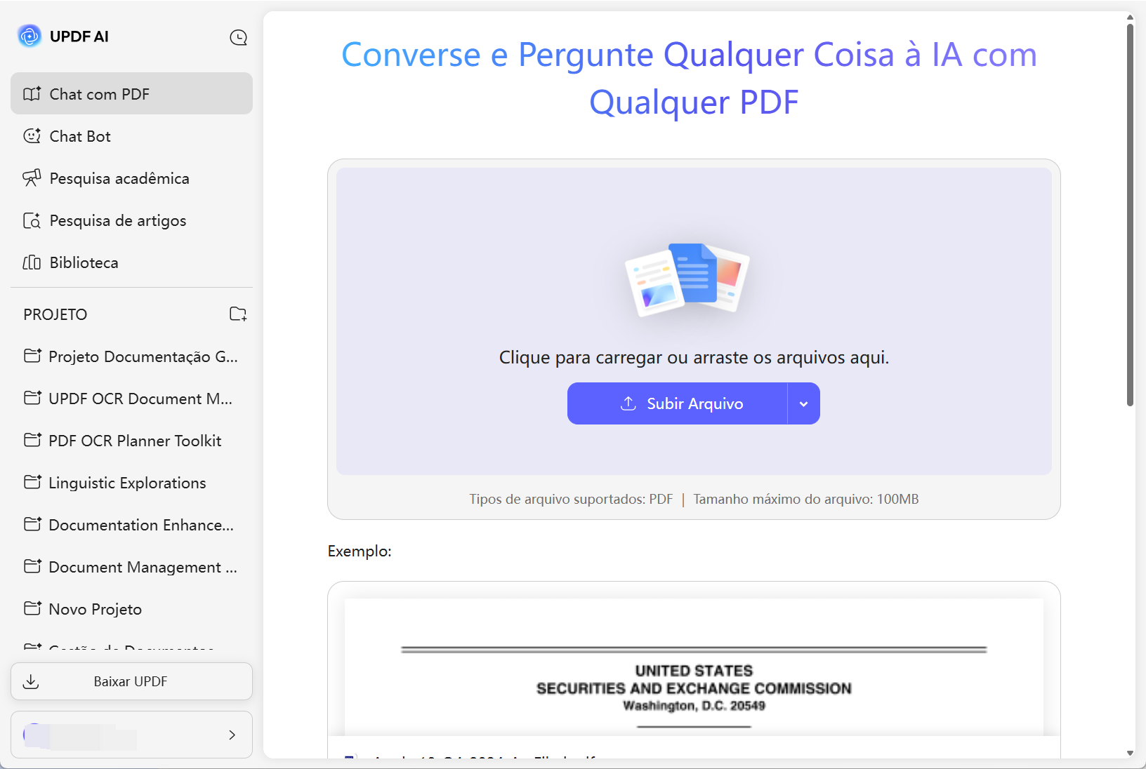 gerenciar pdfs com o updf ai online