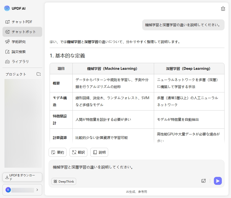 UPDF AIというChatGPT代替ツール