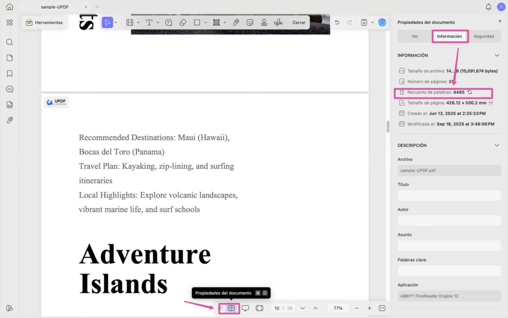 check pdf word count mac