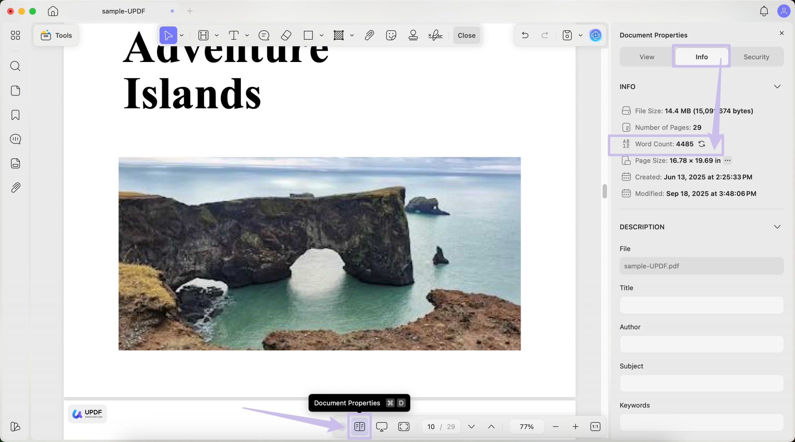 check pdf word count mac