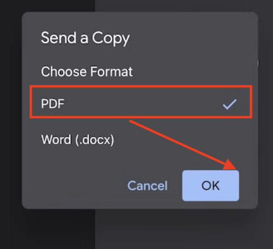 choose format  and ok