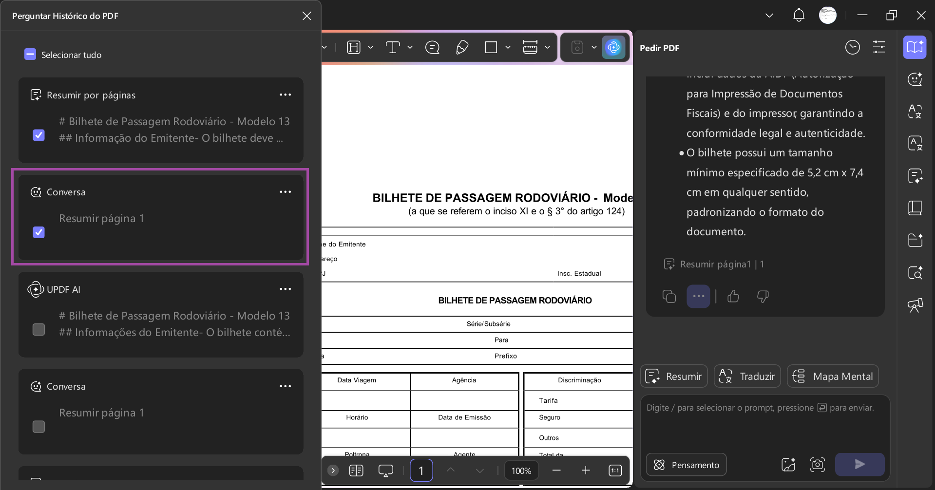 escolha um formato de exportação