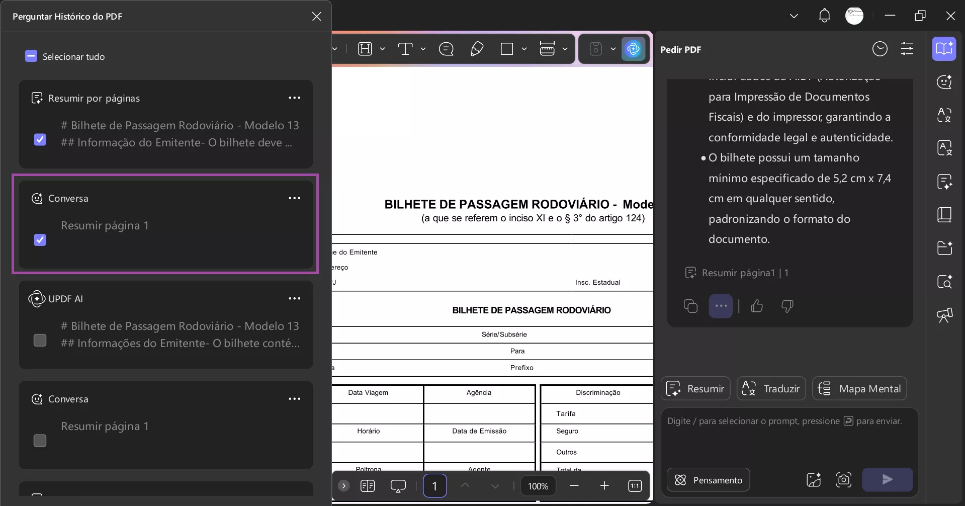 escolha um formato de exportação