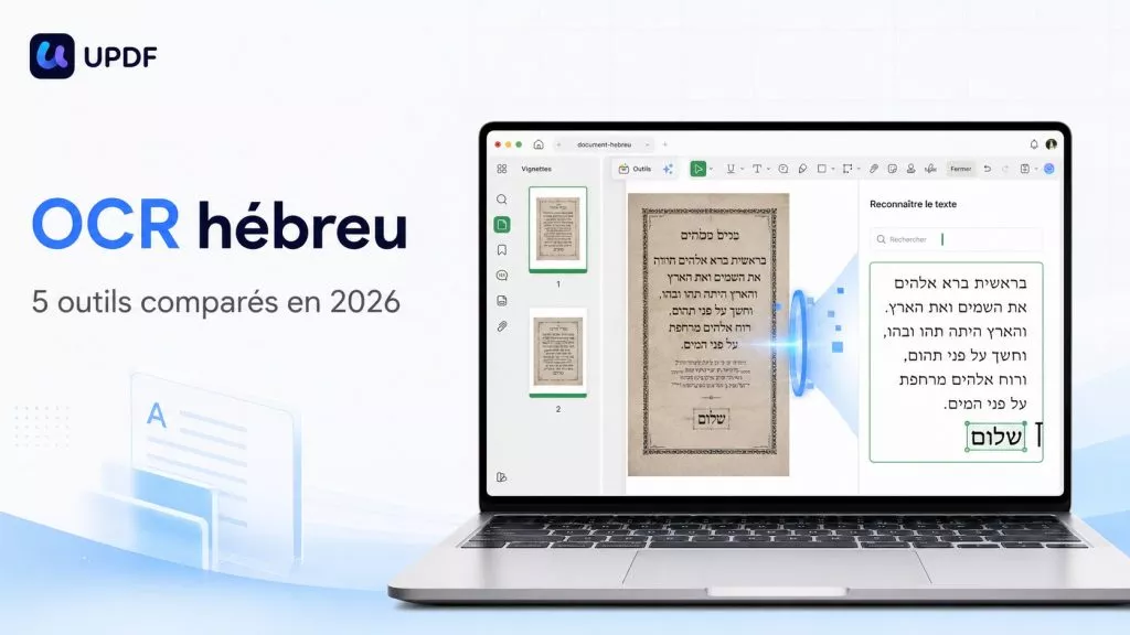 OCR hébreu sur PDF et images avec UPDF en 2026