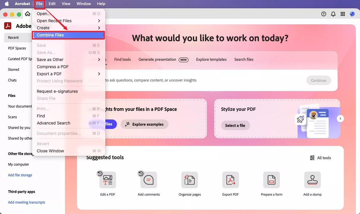 combine file adobe acrobat
