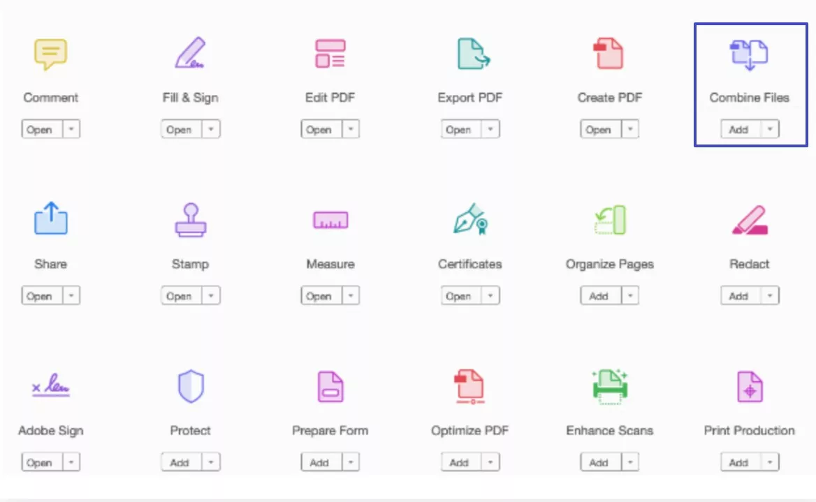 choose the combine file option