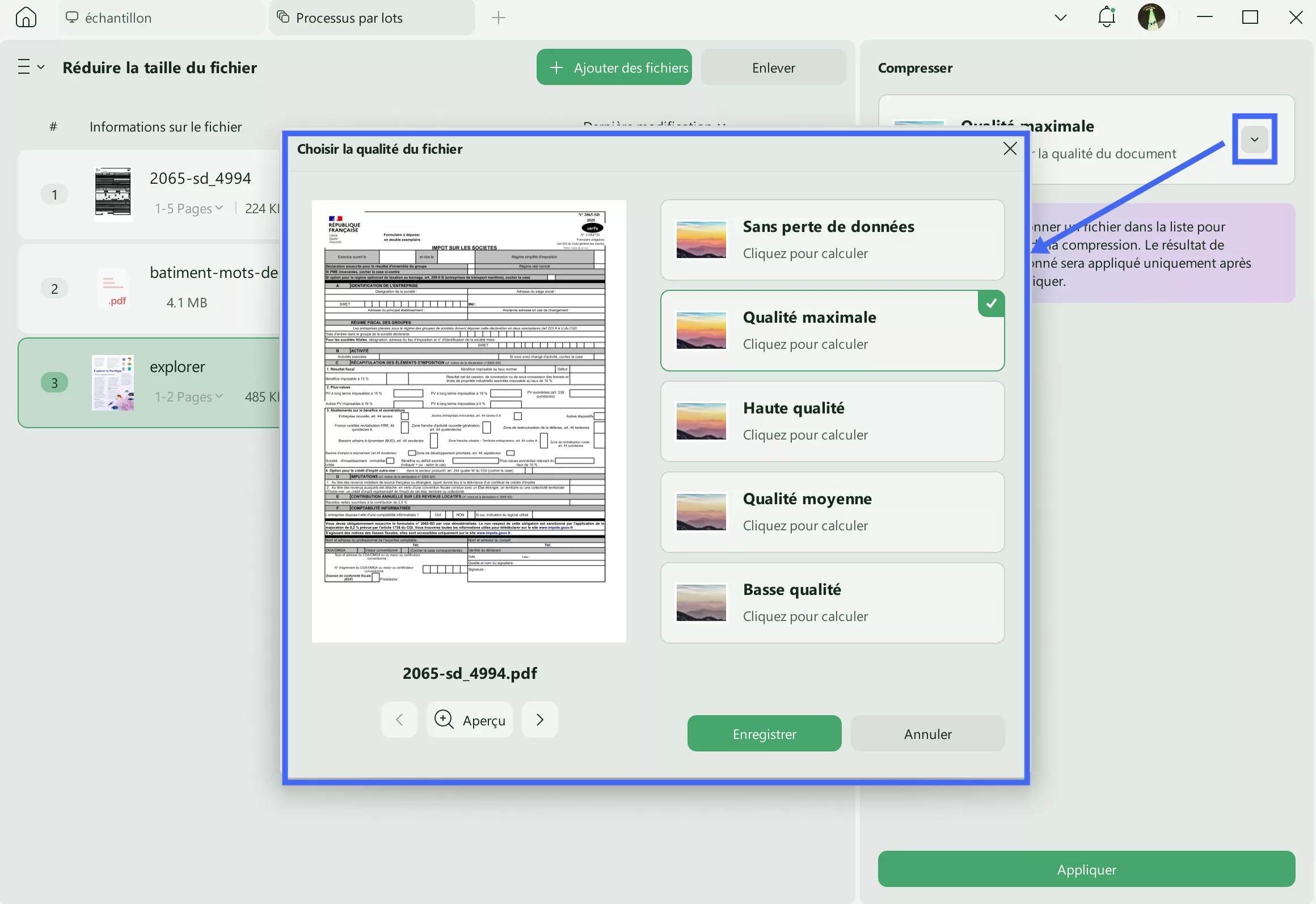 compression par lots