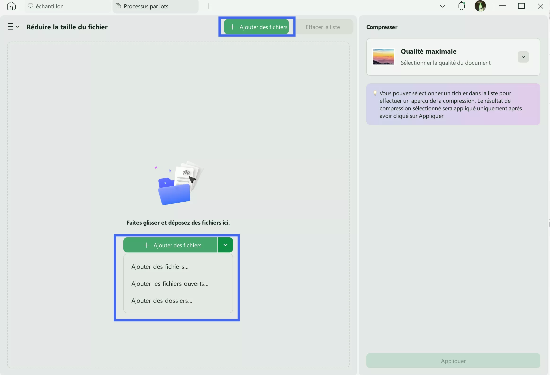 compression par lots