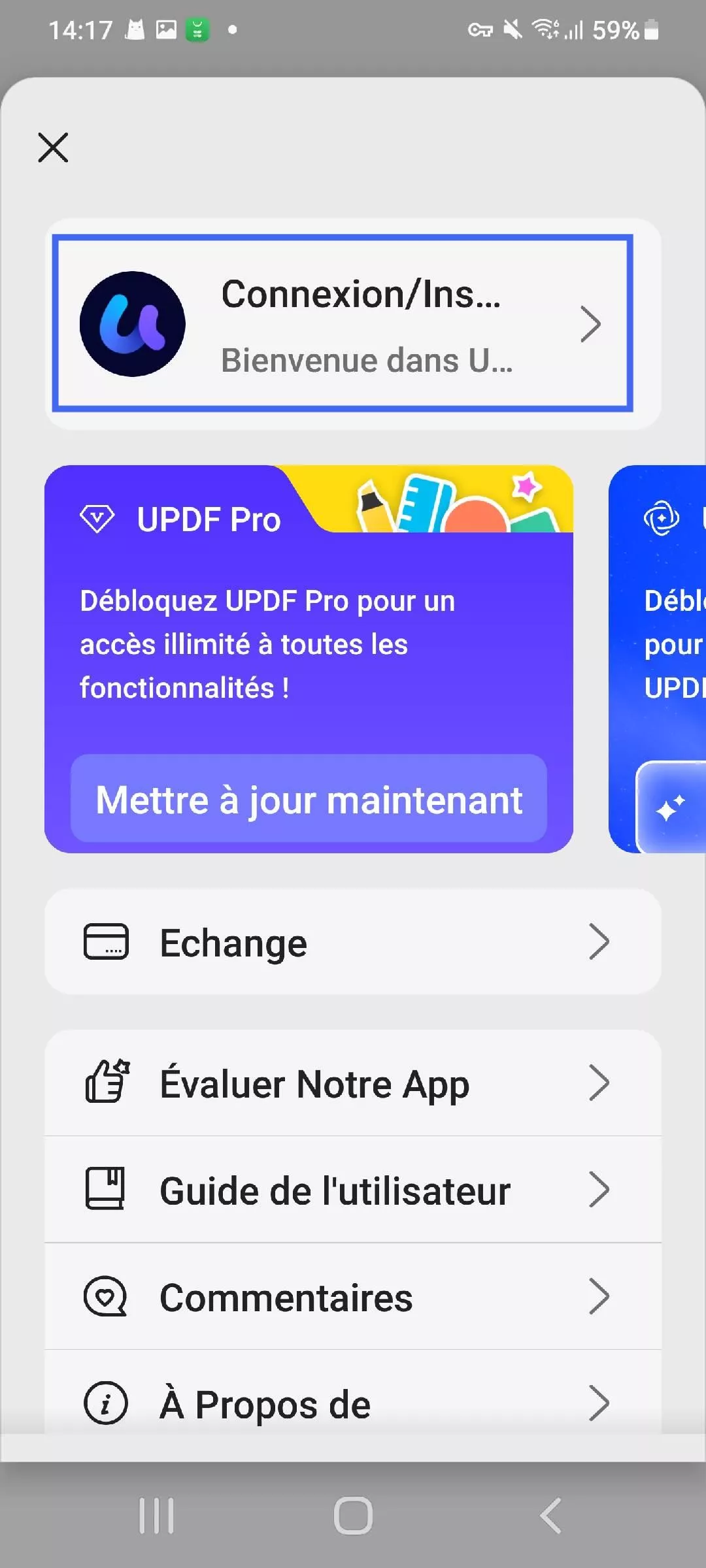 Se connecter à updf android