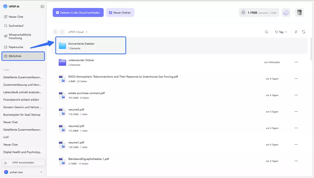 in der Bibliothek „Konvertierte Dateien“