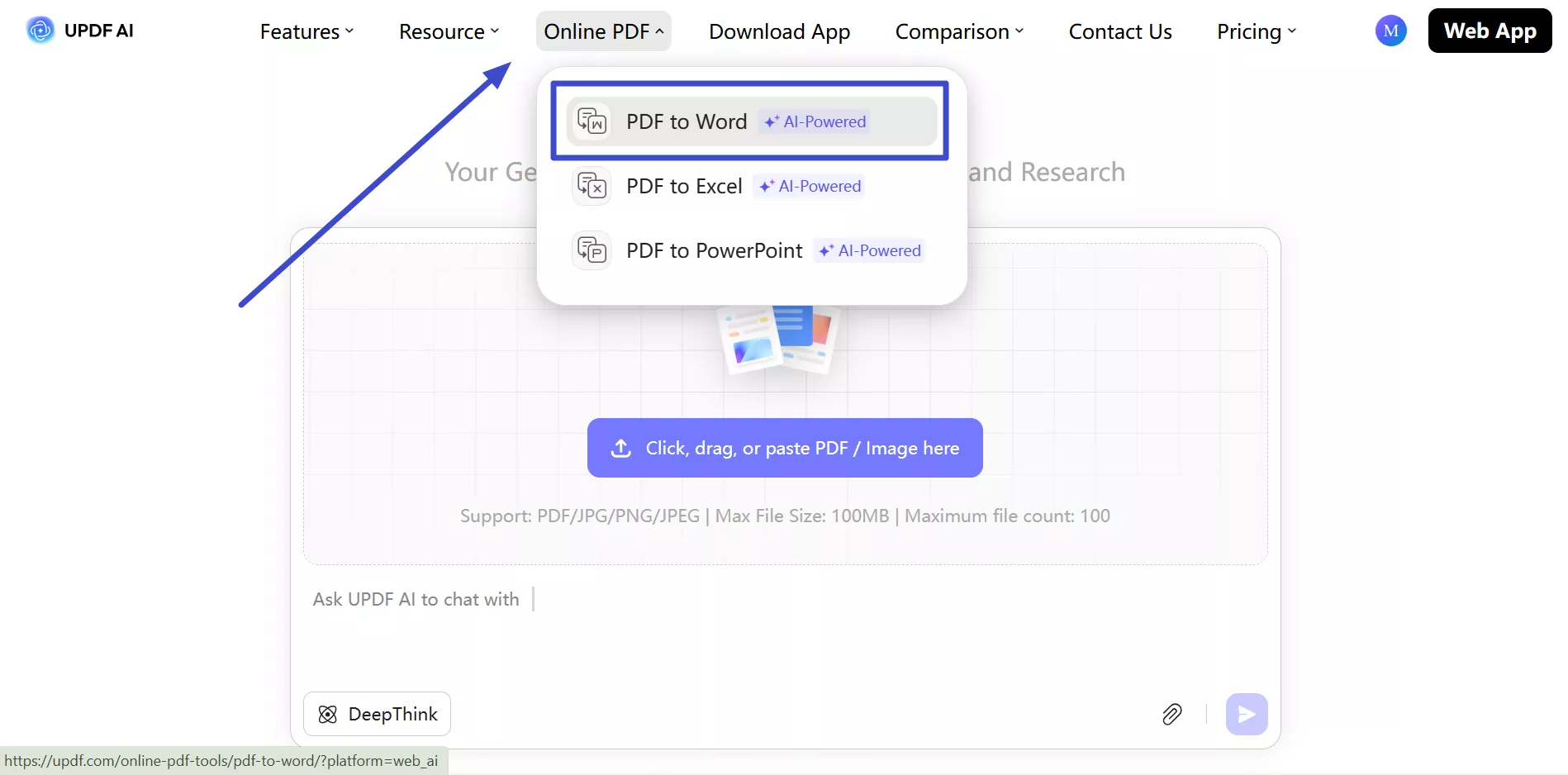 access pdf conversion feature