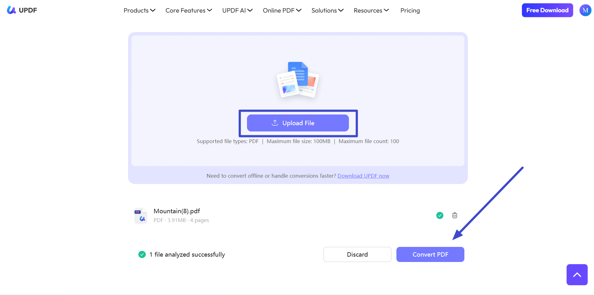 tap on convert pdf
