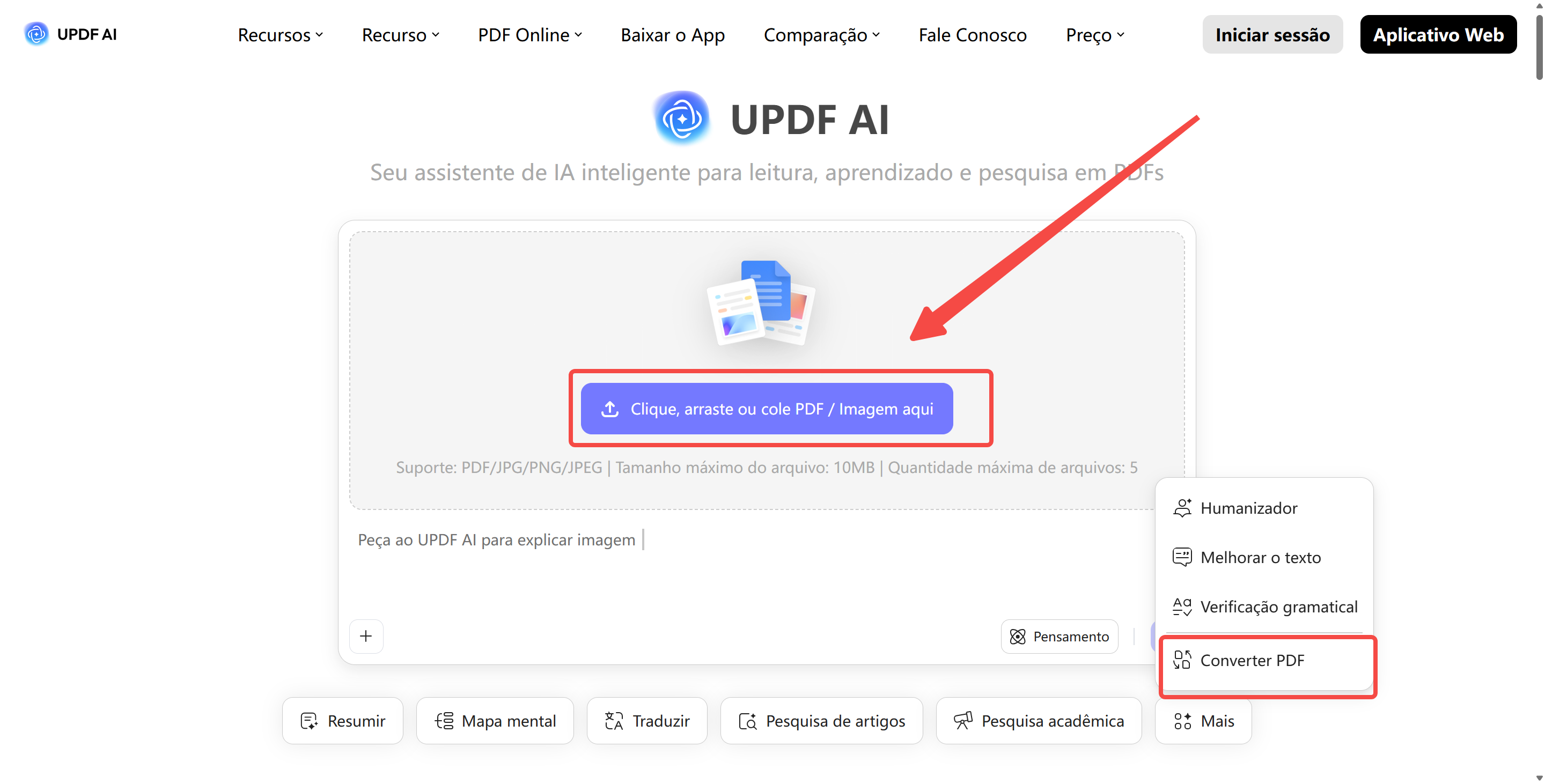 novo chat da updf ai