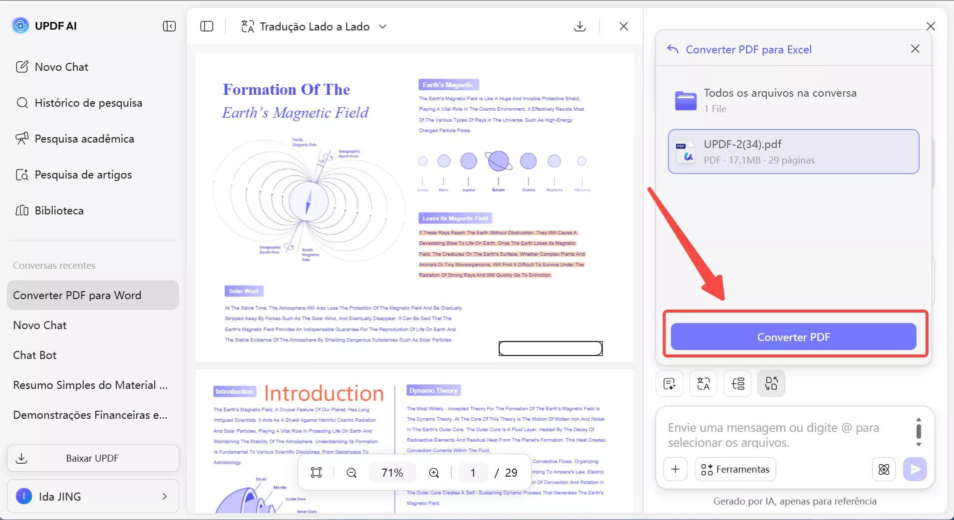 converter e baixar o arquivo com sucesso