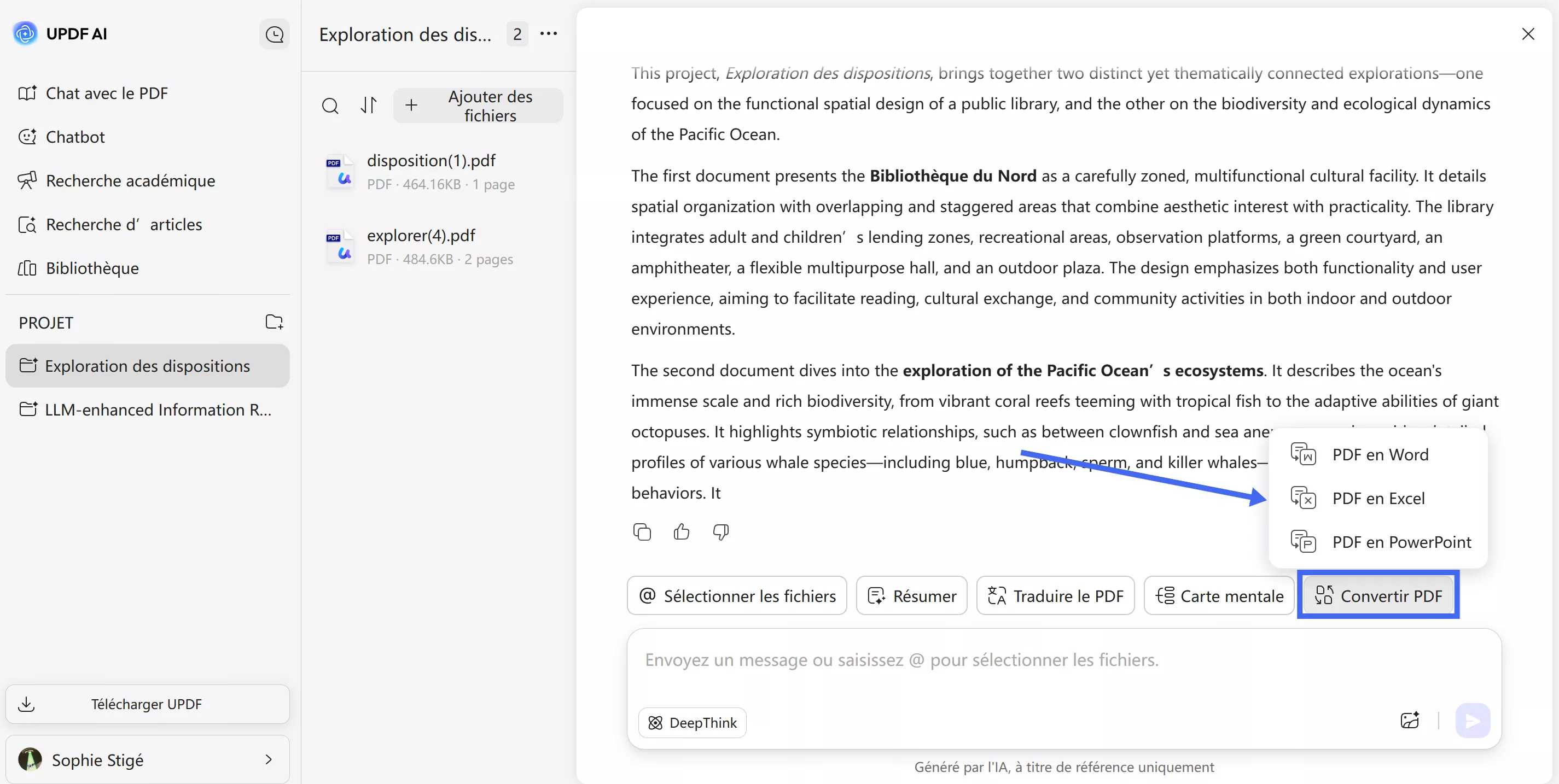 accéder à l'option de conversion PDF updf ai