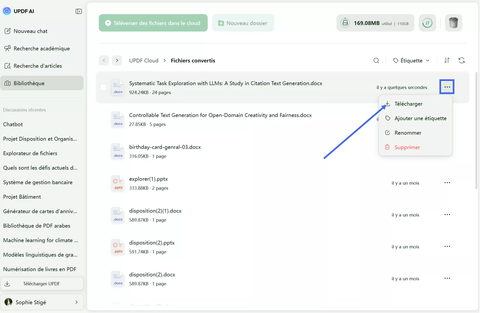 sélectionner les fichiers et convertir