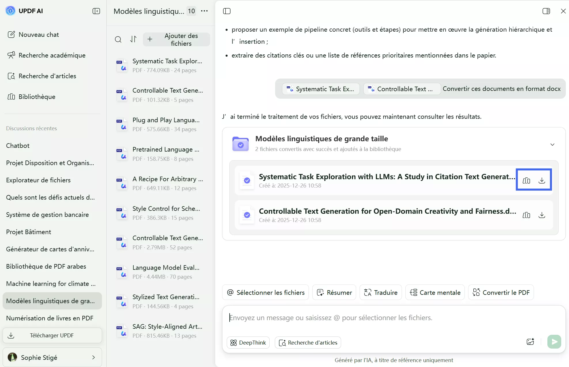 sélectionner les fichiers et convertir