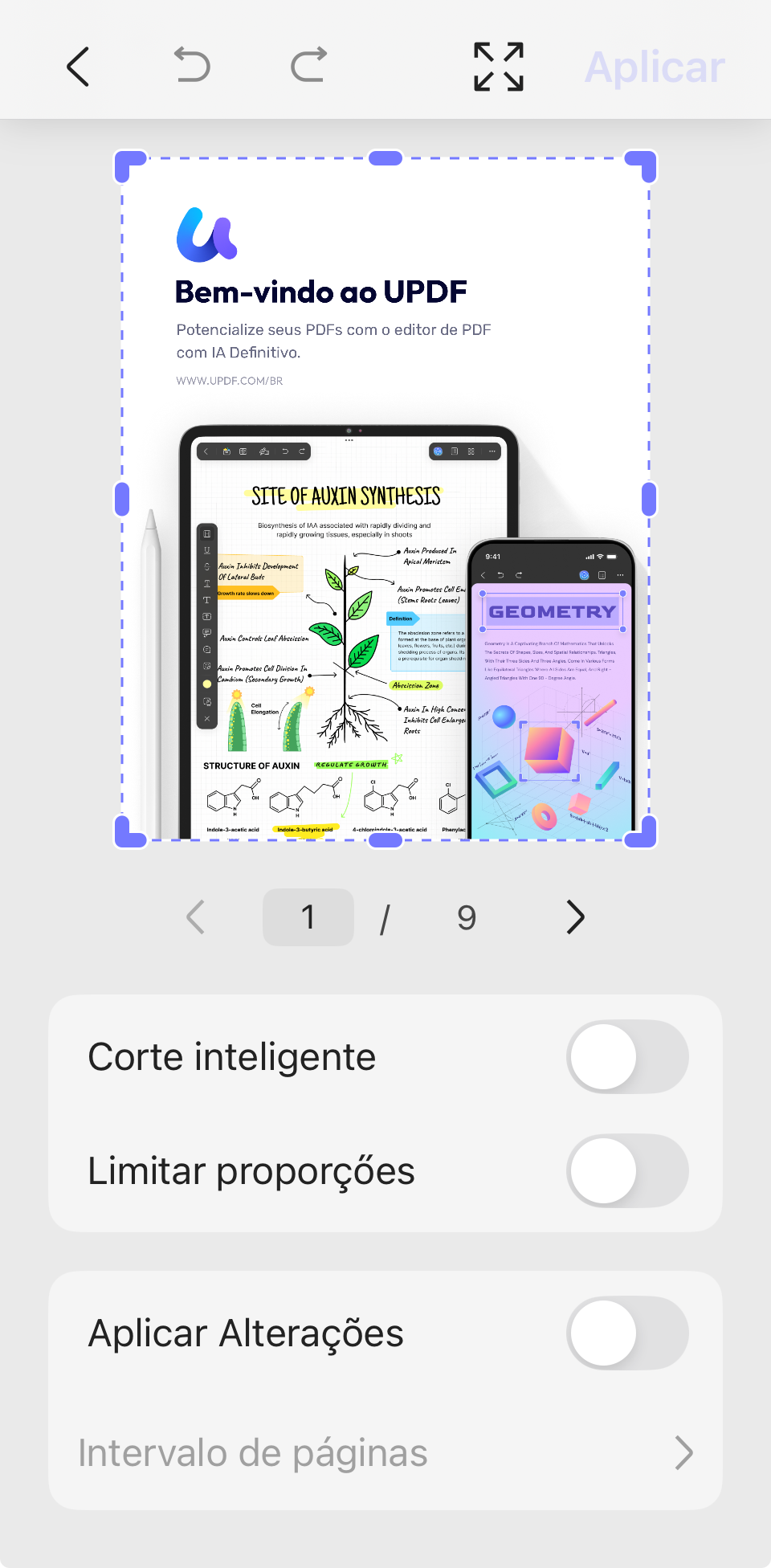 recortar páginas de PDF no iOS