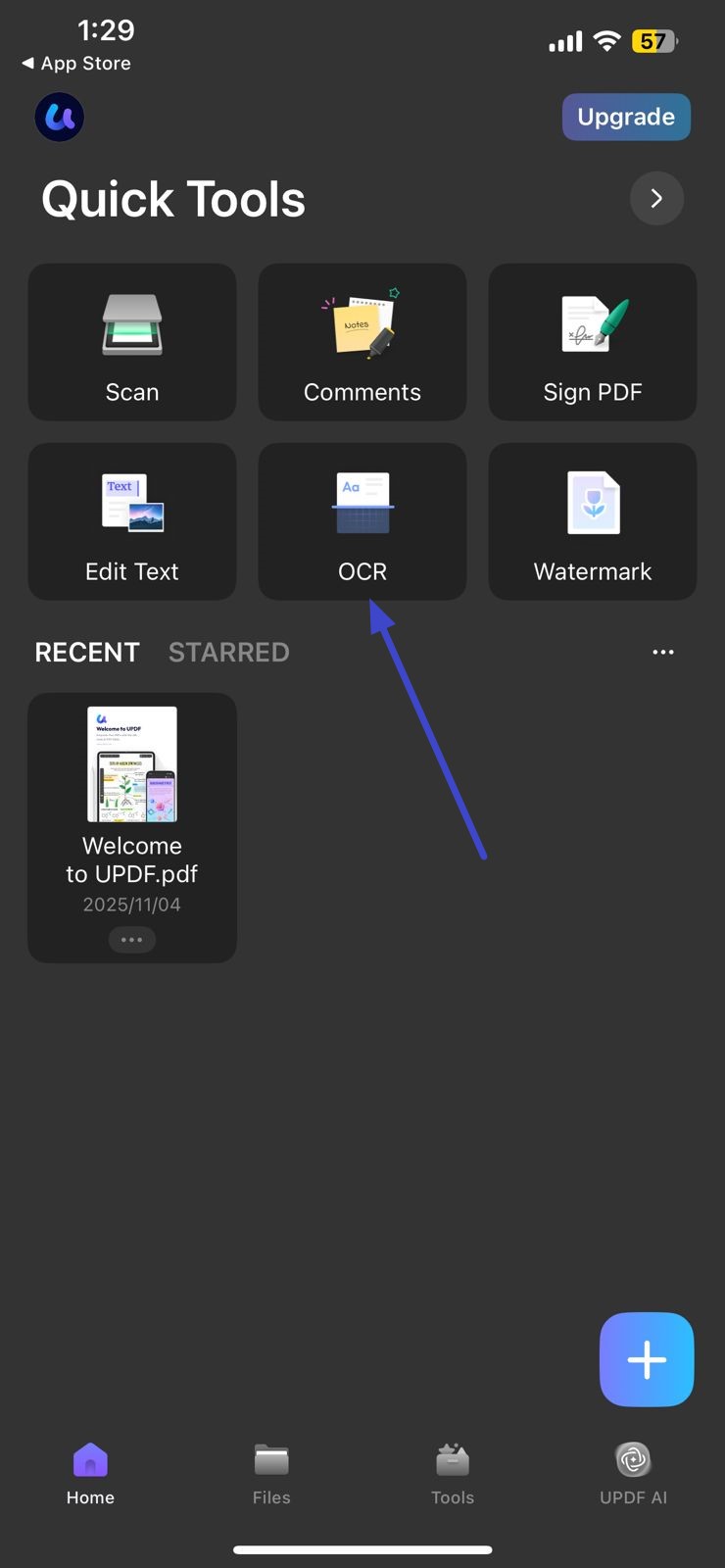 access feature on updf app