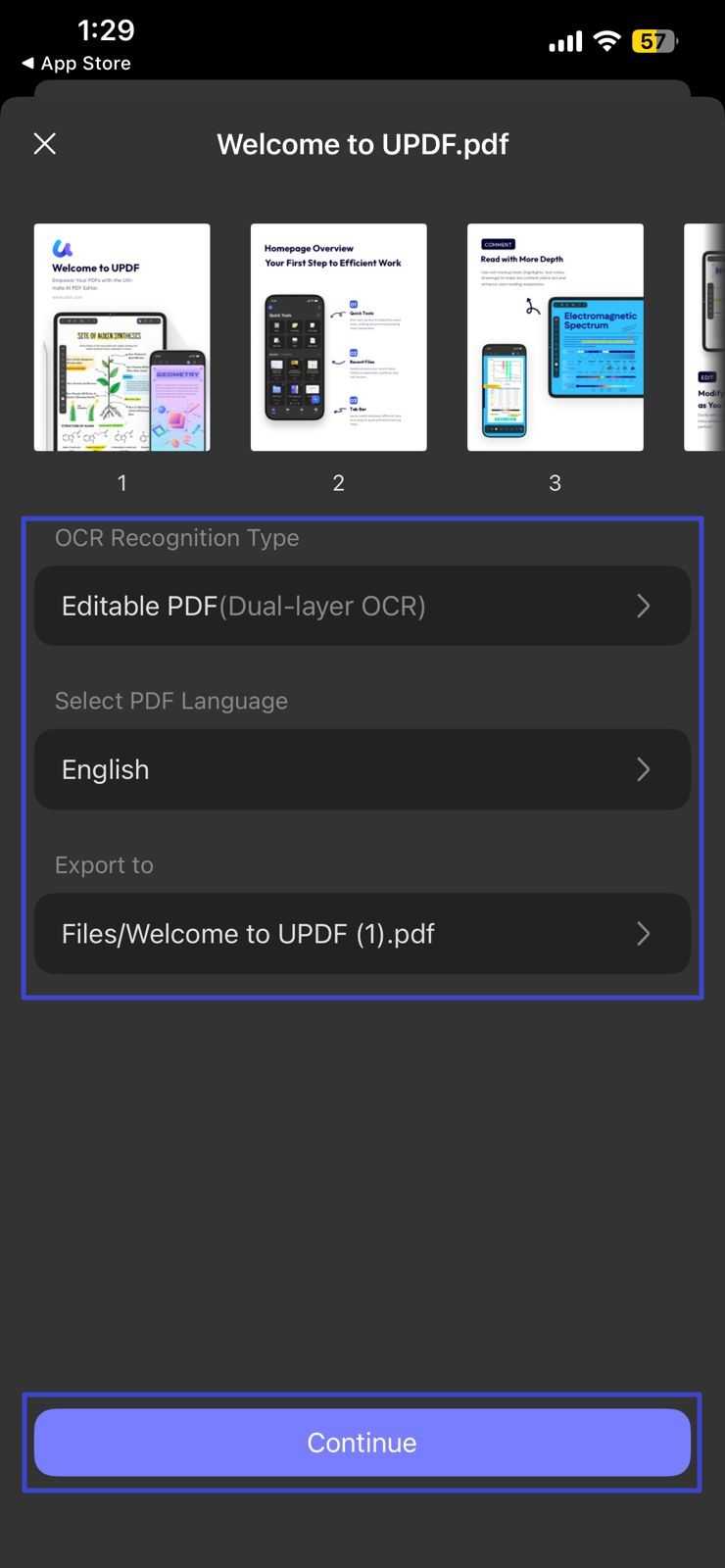 select language and start