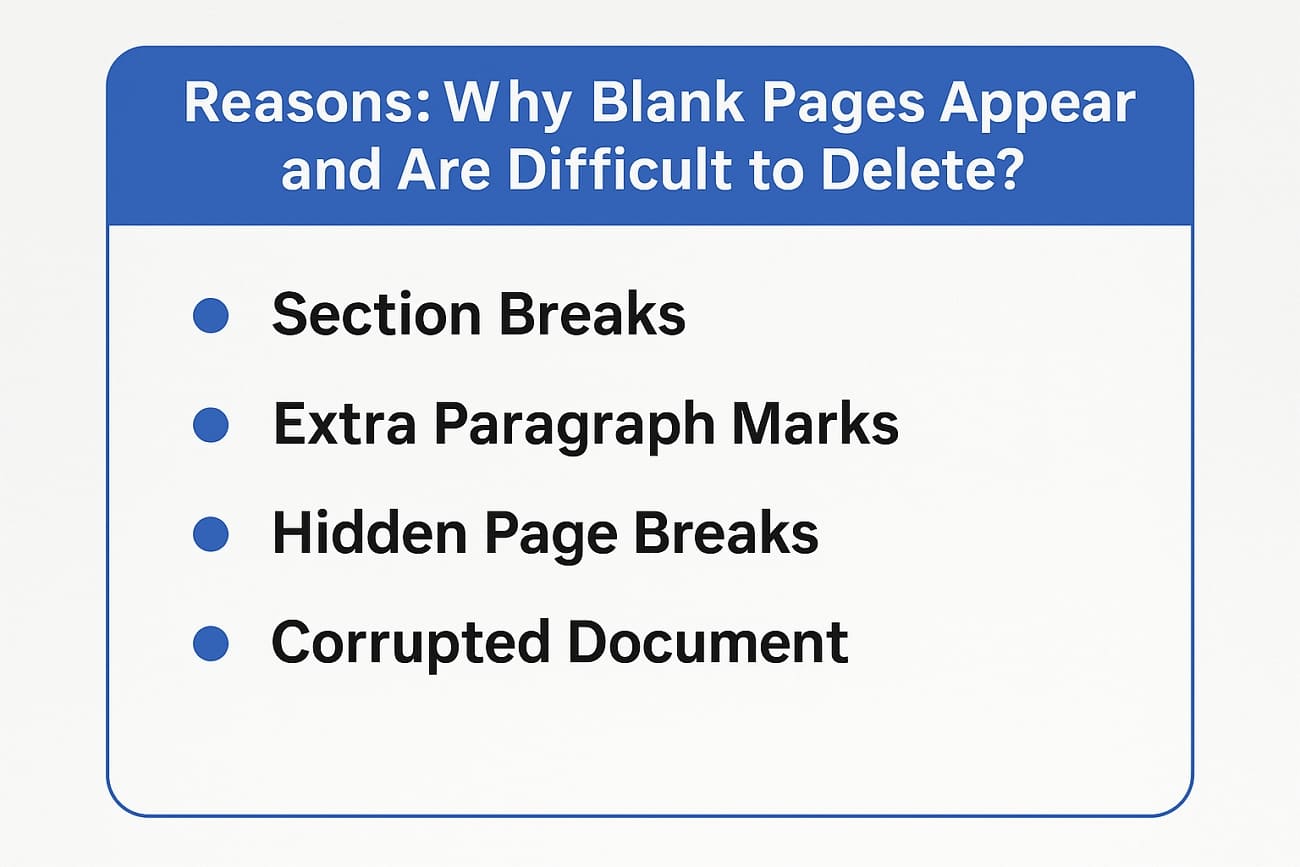 reasons word empty pages