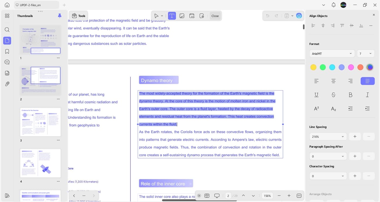 adjust pdf text updf