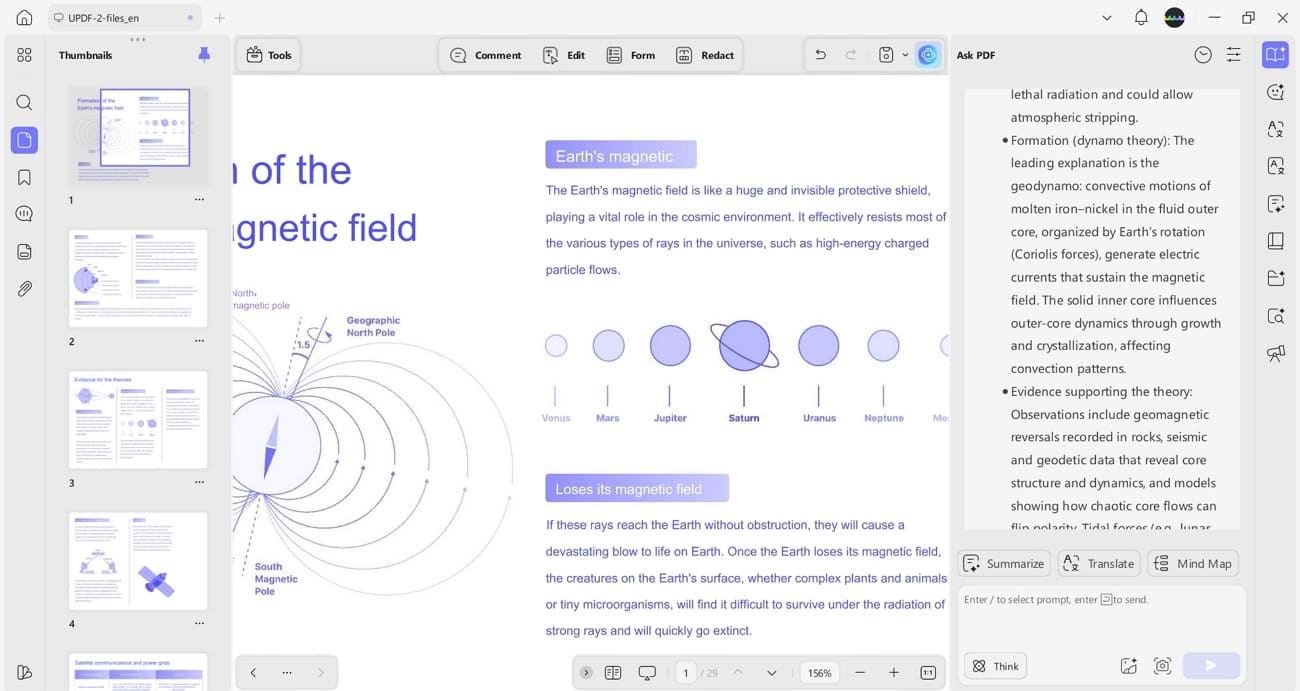 updf ai chat summarize pdf