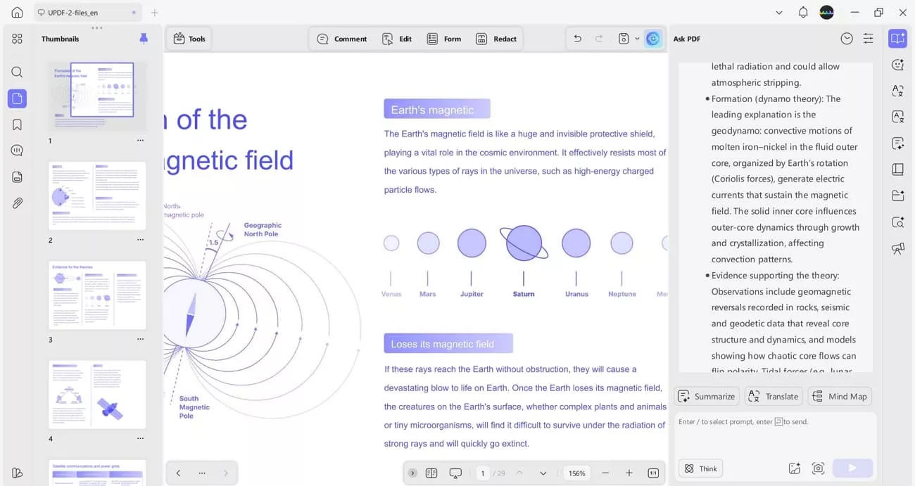 updf ai chat summarize pdf