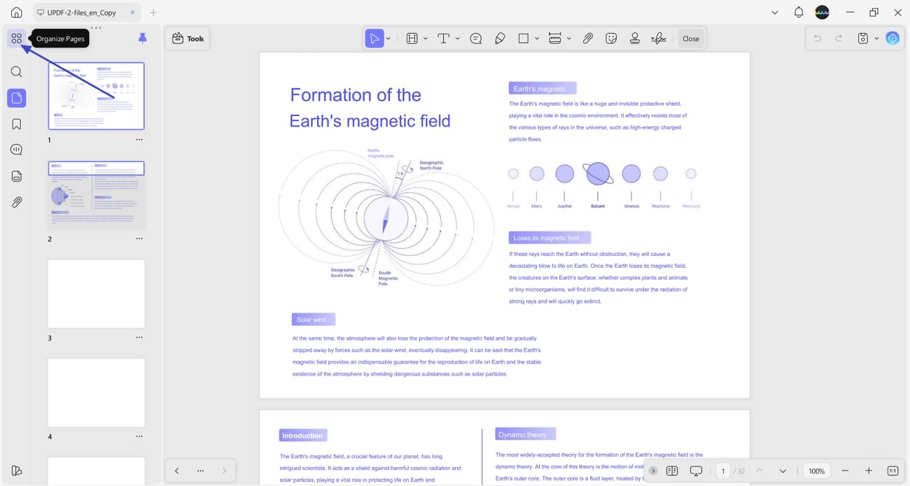 access organize pages mode