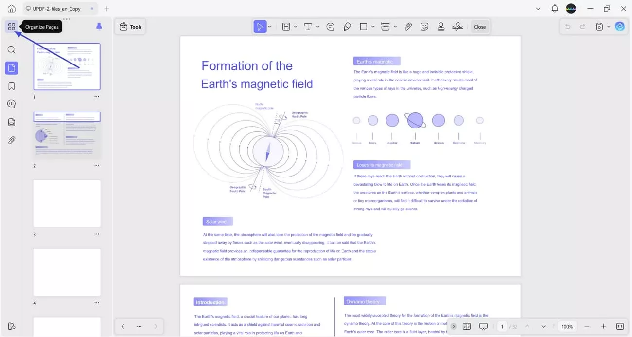 access organize pages mode