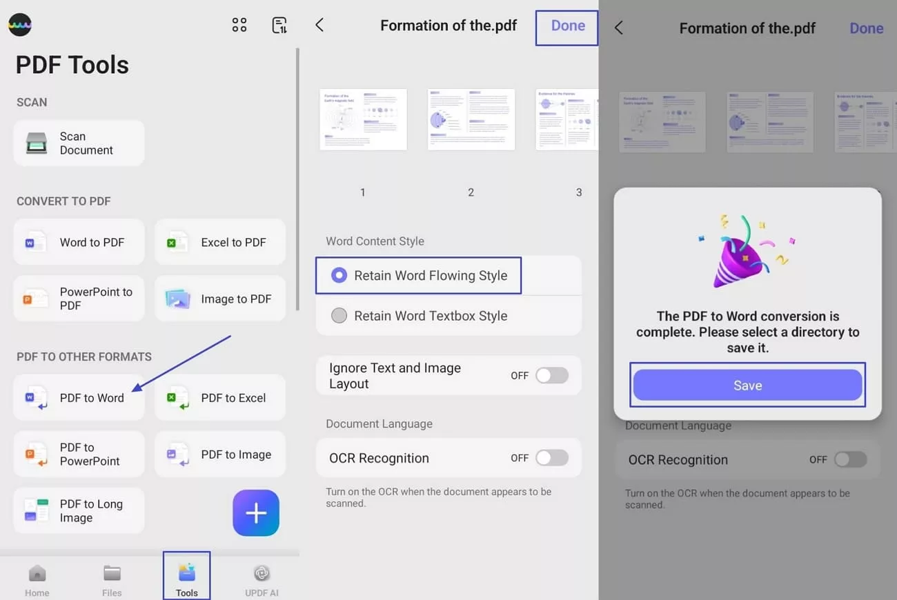 reconvert pdf word format