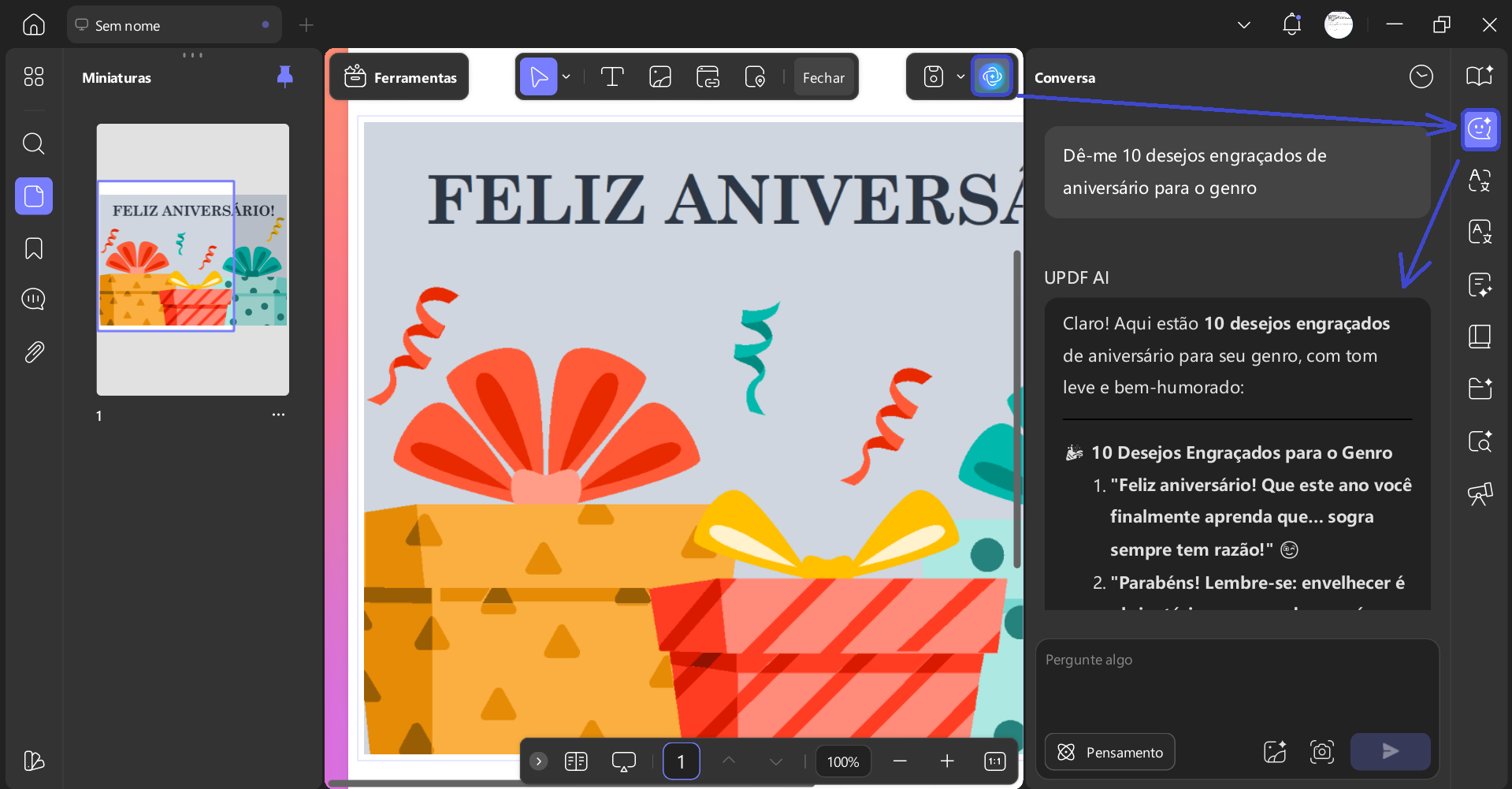 desejos de aniversário no updf
