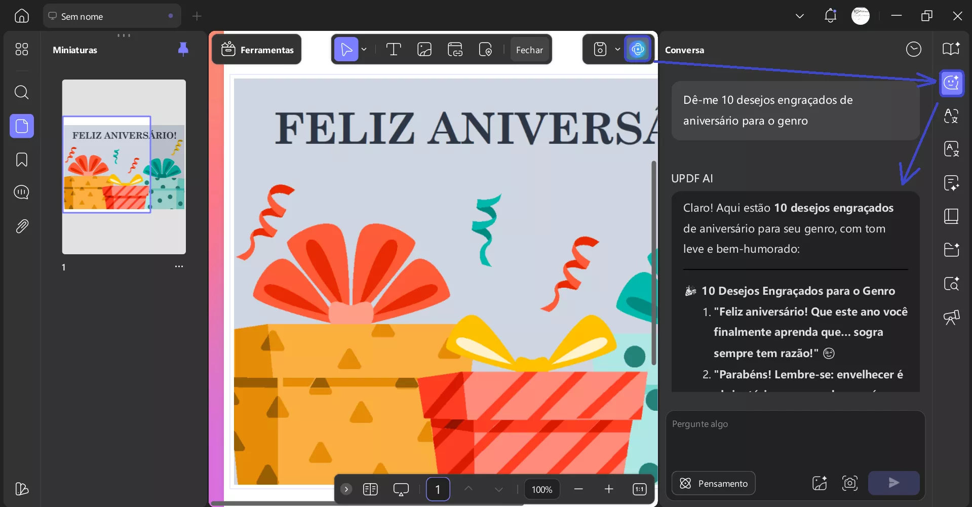 desejos de aniversário no updf
