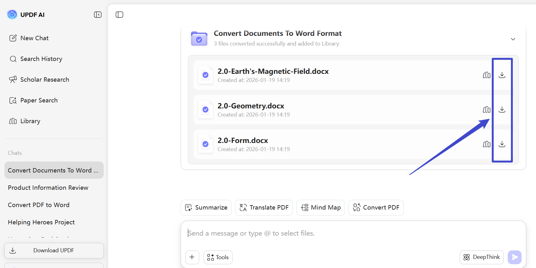 download all the converted files on updf ai online