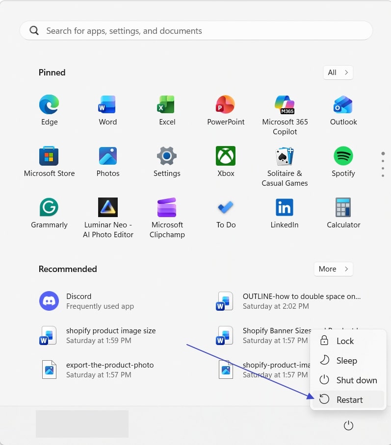 restart computer to fix issue