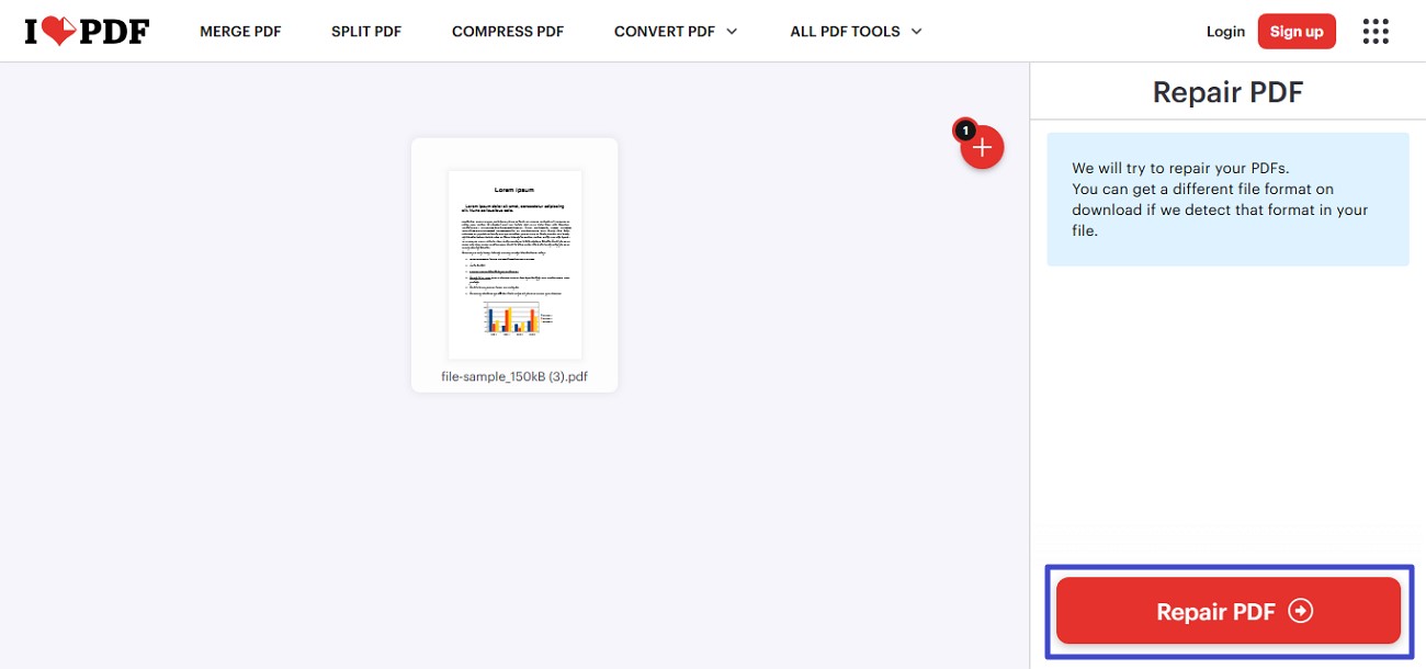 press repair file to execute process