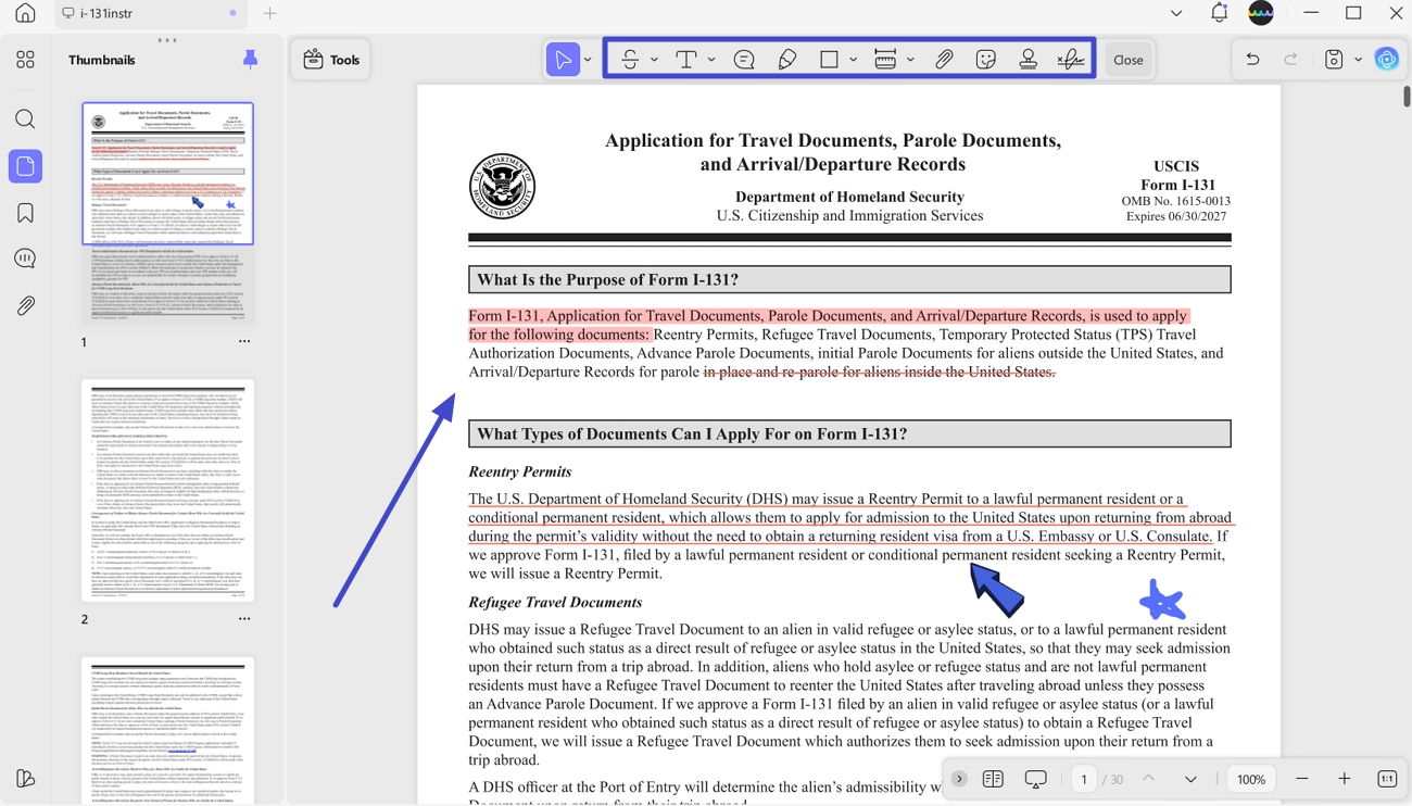annotate the pdf instruction details