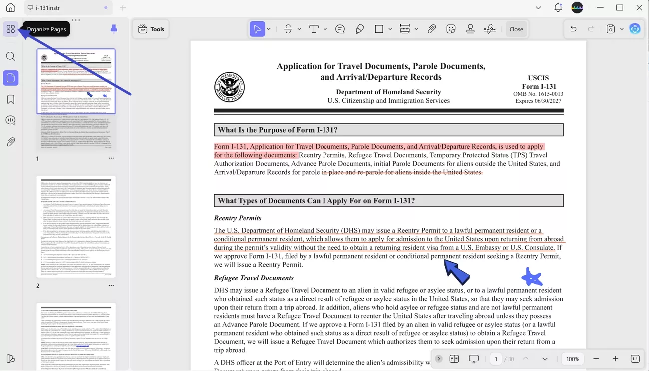 organize the pdf pages