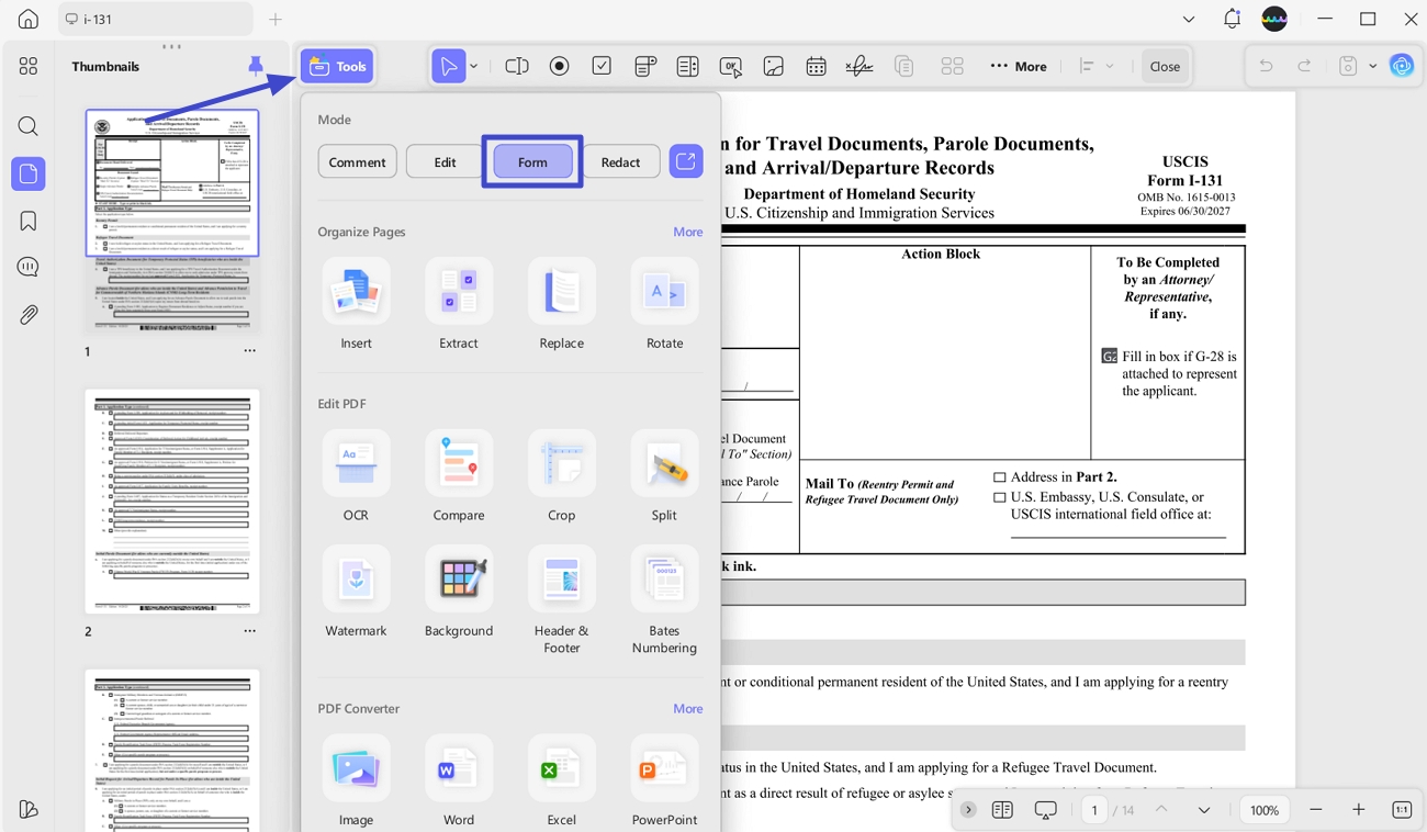 navigate to form interface