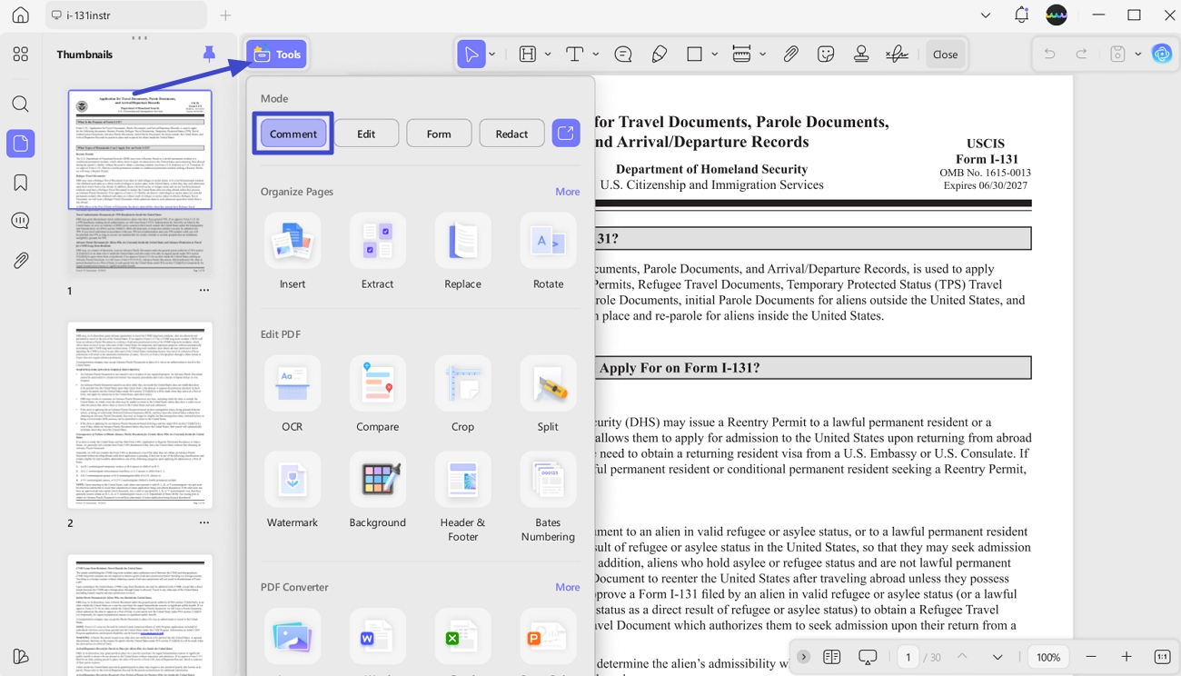 access the comment section 